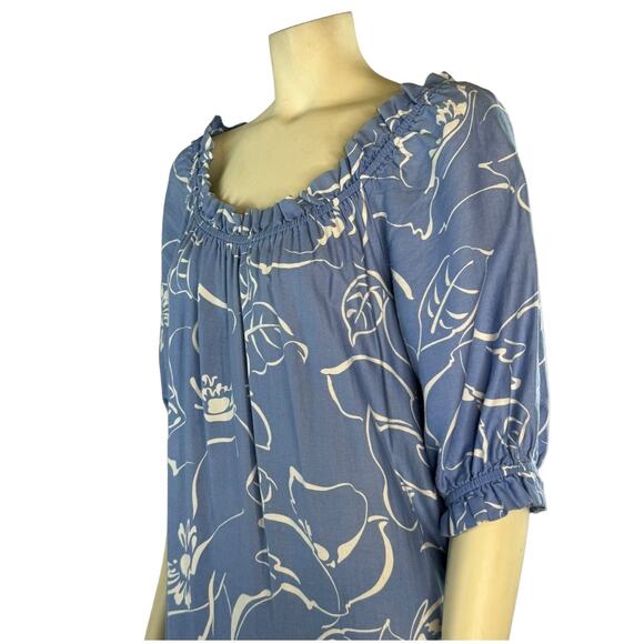 Vintage Hilo Hattie dress made in Hawaii blue & white Floral Cotton size medium - Picture 10 of 13